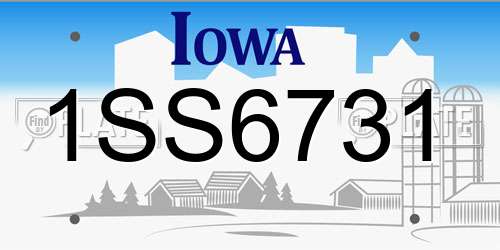 1SS6731 Iowa License Plate