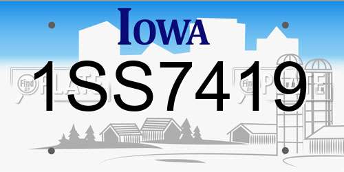 1SS7419 Iowa License Plate