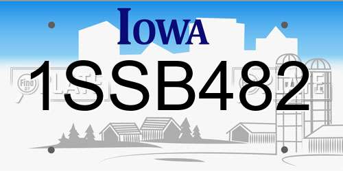 1SSB482 Iowa License Plate