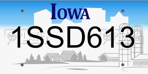 1SSD613 Iowa License Plate