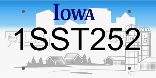 1SST252 Iowa License Plate