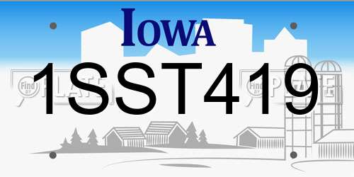 1SST419 Iowa License Plate