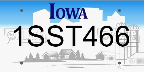 1SST466 Iowa License Plate