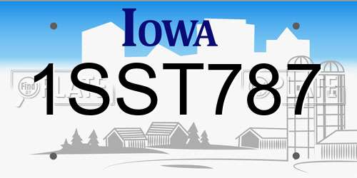1SST787 Iowa License Plate