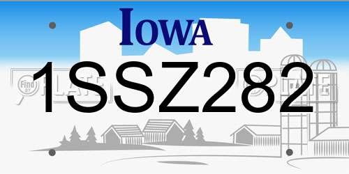 1SSZ282 Iowa License Plate