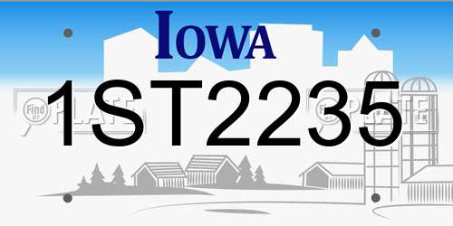1ST2235 Iowa License Plate