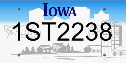 1ST2238 Iowa License Plate