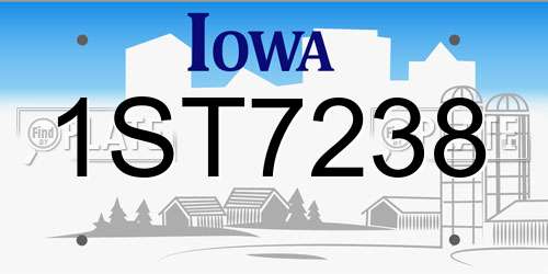 1ST7238 Iowa License Plate