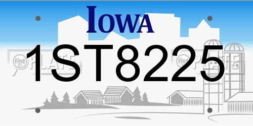1ST8225 Iowa License Plate