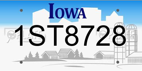 1ST8728 Iowa License Plate