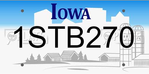 1STB270 Iowa License Plate