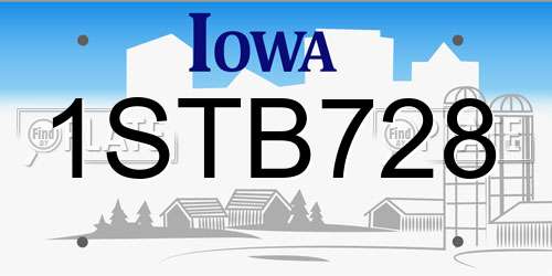 1STB728 Iowa License Plate