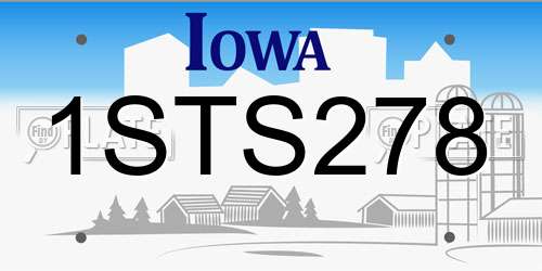 1STS278 Iowa License Plate
