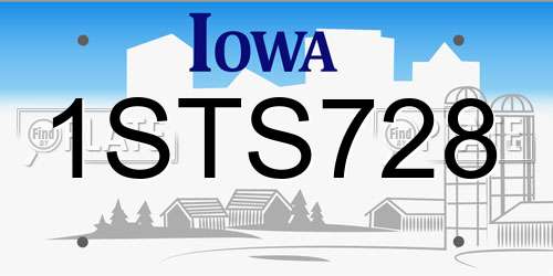 1STS728 Iowa License Plate
