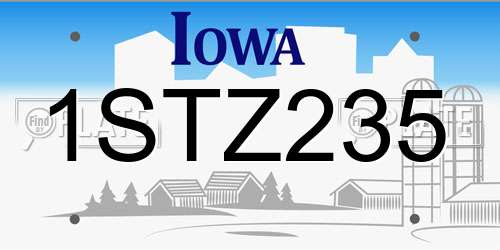 1STZ235 Iowa License Plate