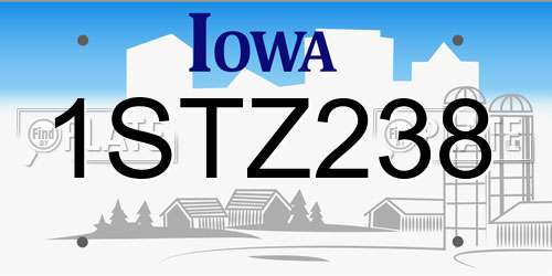 1STZ238 Iowa License Plate