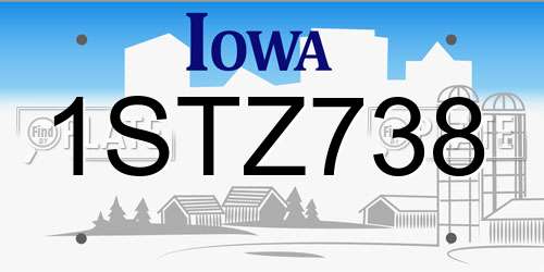 1STZ738 Iowa License Plate