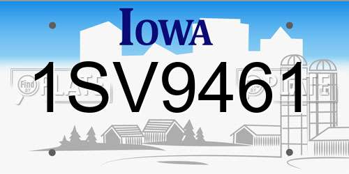 1SV9461 Iowa License Plate