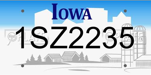 1SZ2235 Iowa License Plate