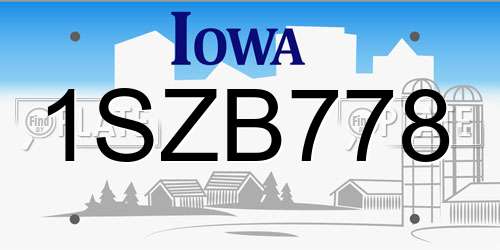 1SZB778 Iowa License Plate