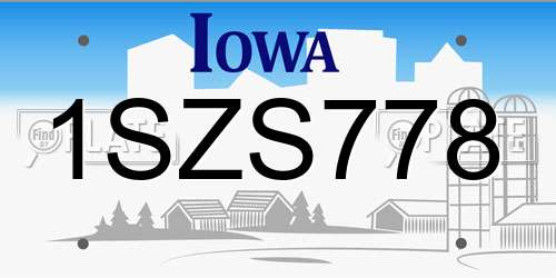 1SZS778 Iowa License Plate