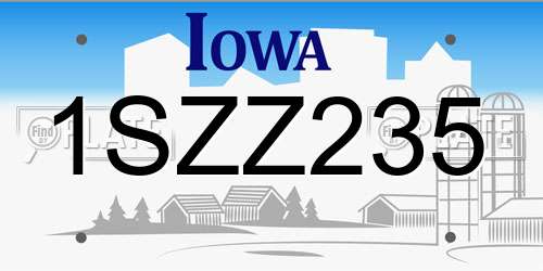 1SZZ235 Iowa License Plate