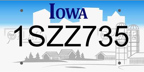 1SZZ735 Iowa License Plate