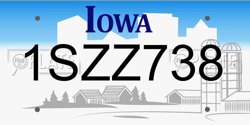 1SZZ738 Iowa License Plate