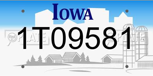 1T09581 Iowa License Plate