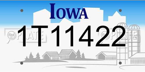 1T11422 Iowa License Plate