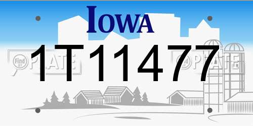 1T11477 Iowa License Plate