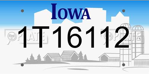 1T16112 Iowa License Plate