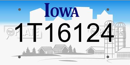 1T16124 Iowa License Plate