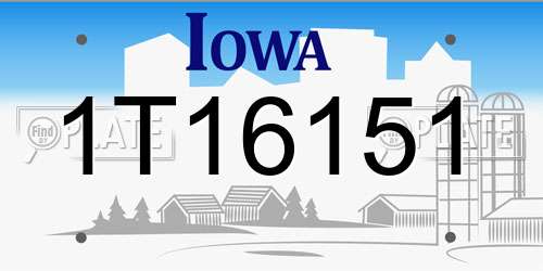 1T16151 Iowa License Plate