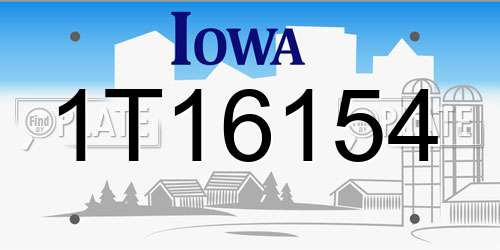 1T16154 Iowa License Plate
