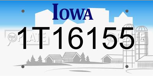 1T16155 Iowa License Plate