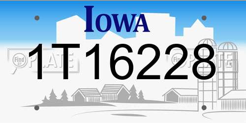 1T16228 Iowa License Plate