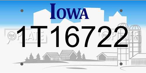1T16722 Iowa License Plate