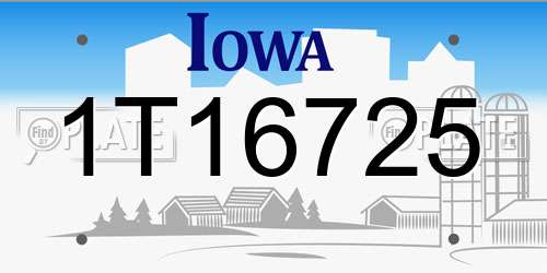 1T16725 Iowa License Plate