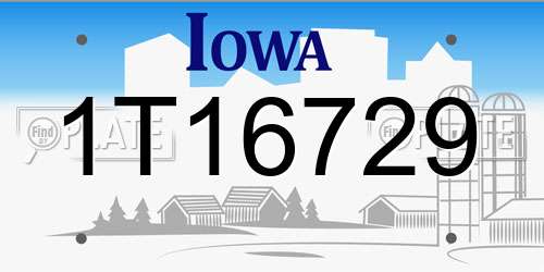 1T16729 Iowa License Plate