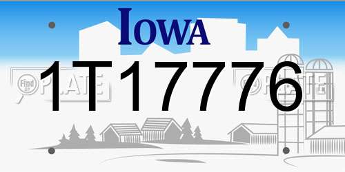 1T17776 Iowa License Plate
