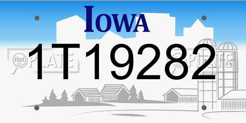 1T19282 Iowa License Plate