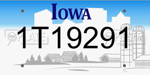1T19291 Iowa License Plate