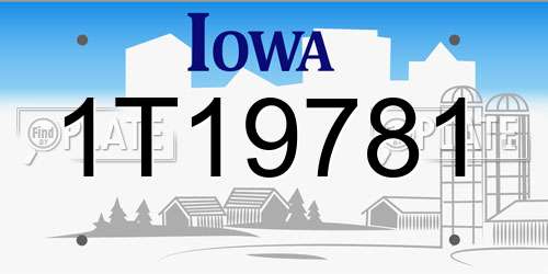 1T19781 Iowa License Plate