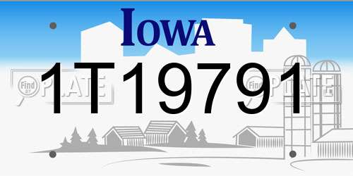 1T19791 Iowa License Plate