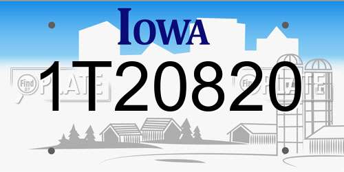 1T20820 Iowa License Plate