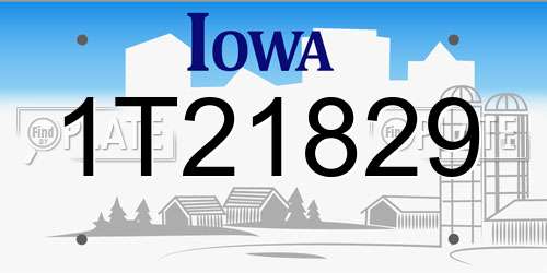 1T21829 Iowa License Plate