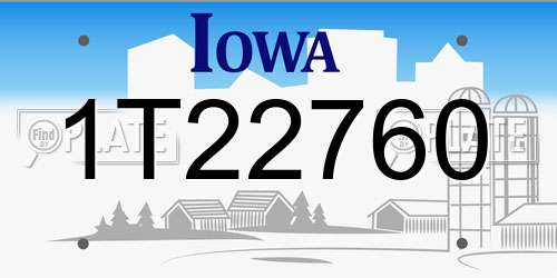 1T22760 Iowa License Plate