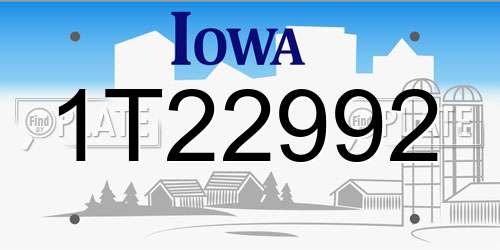 1T22992 Iowa License Plate