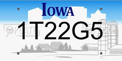 1T22G5 Iowa License Plate